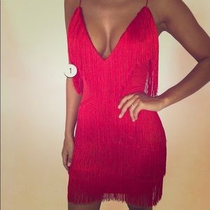 MESHKI - Paige Fringe Mini Dress (Brand New)